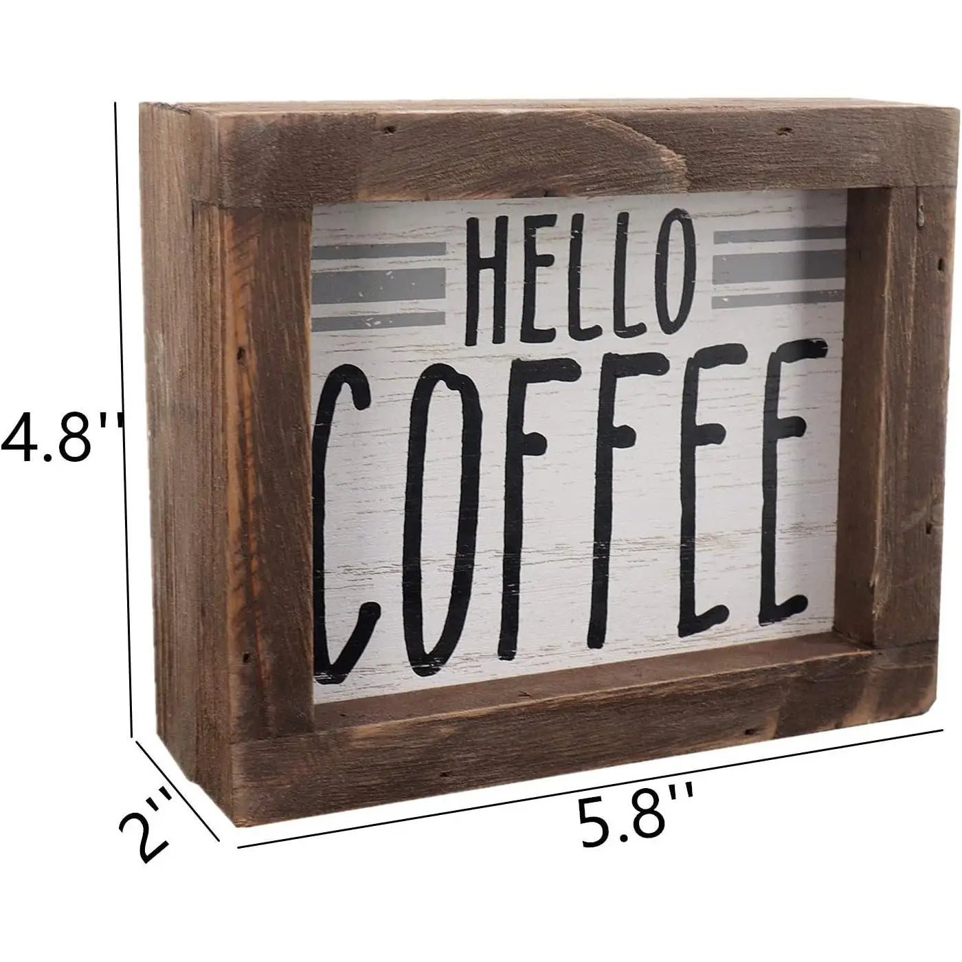 Parisloft Hello Coffee Barn Wood Small Box Sign for Kitchen Decor Coffee Bar, Rustic Wooden Coffee Sign Plaque Freestanding Farm NovaCart