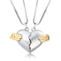 2Pcs Lovers Matching Heart Pendant Couple Magnetic Heart Pendant Necklace Couple Jewelry