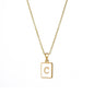 18K Golden Chain Necklaces Male Square Natural Shell Initial Letters Pendant Stainless Steel Jewelry