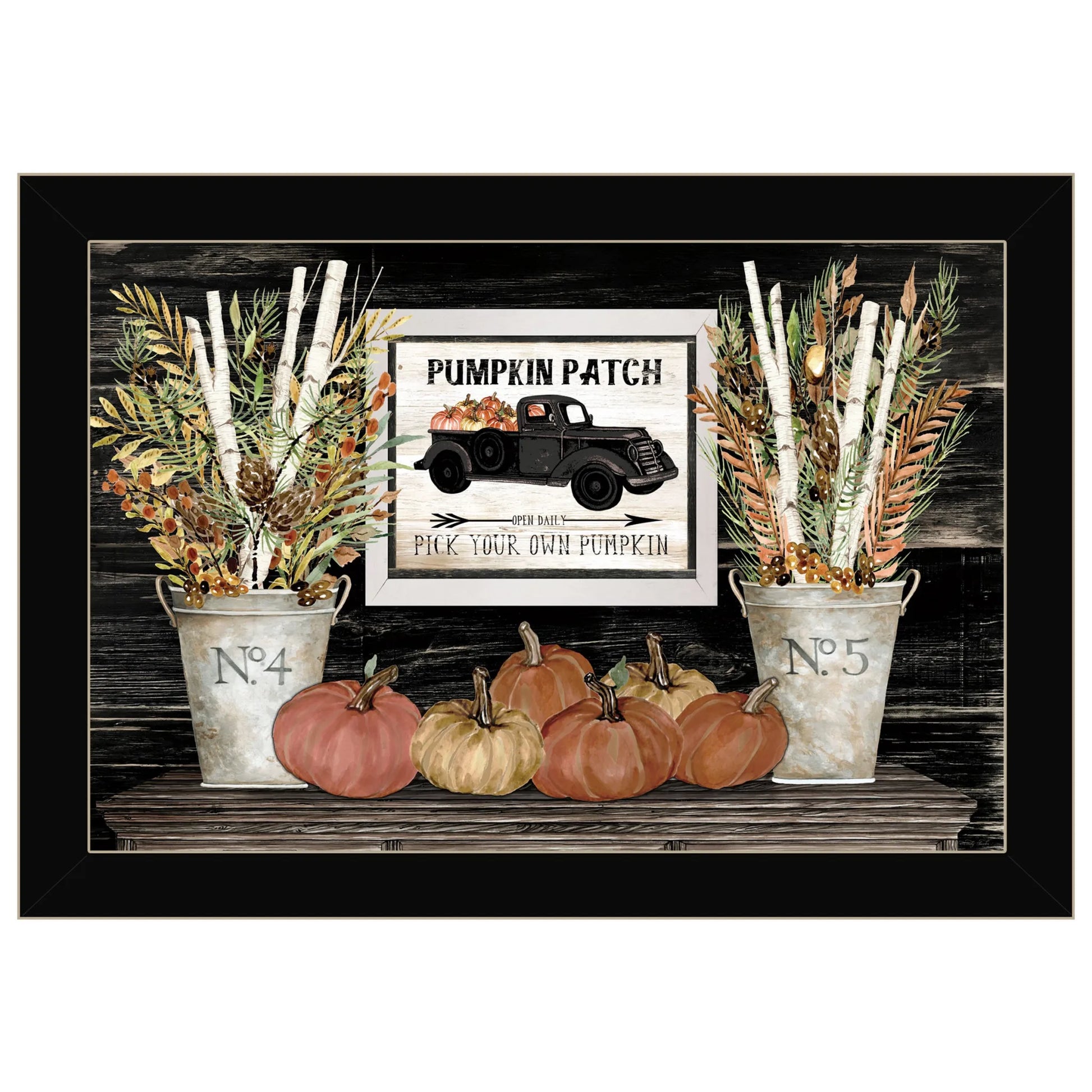 HMS Black Framed Print Wall Art Pumpkin Patch Still Life Wall Accents NovaCart