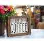 Parisloft Hello Coffee Barn Wood Small Box Sign for Kitchen Decor Coffee Bar, Rustic Wooden Coffee Sign Plaque Freestanding Farm NovaCart