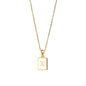 18K Golden Chain Necklaces Male Square Natural Shell Initial Letters Pendant Stainless Steel Jewelry