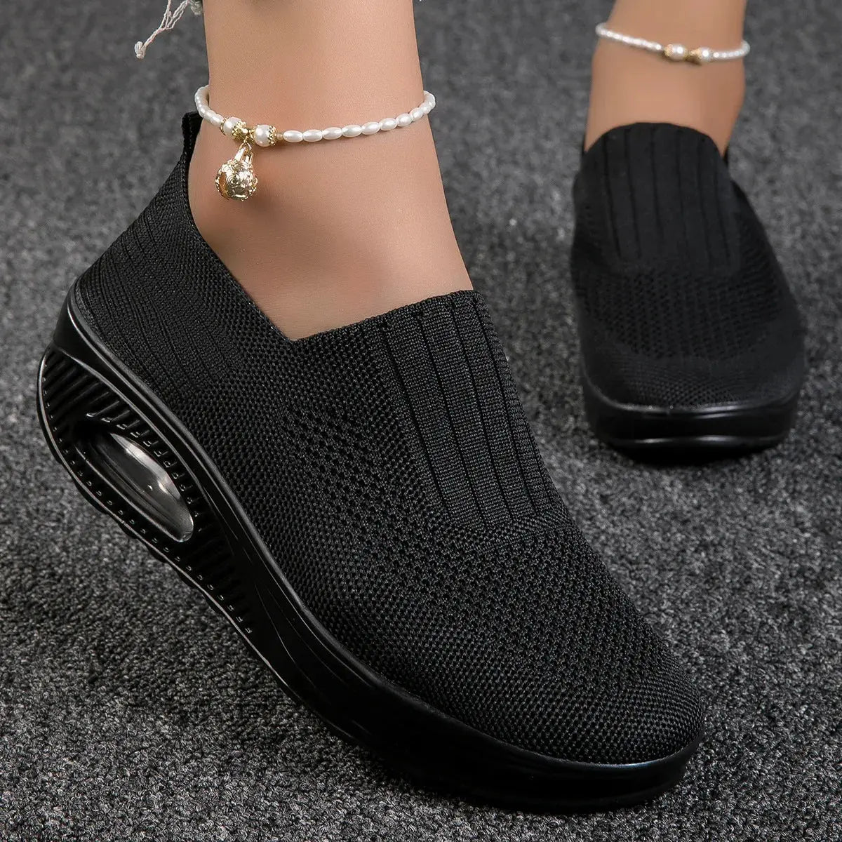 New Women's Low Top Sports Mesh Casual Running Shoes Solid Color Air Cushion Soft Bottom EVA Fashion Trend for Winter NovaCart