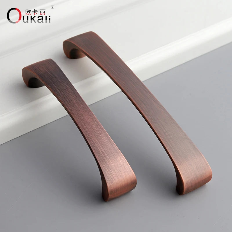 Oukali Nordic Style Atmospheric Brushed Brass Cabinet Wardrobe Knobs Handles Kitchen Bedroom Furniture Handles NovaCart