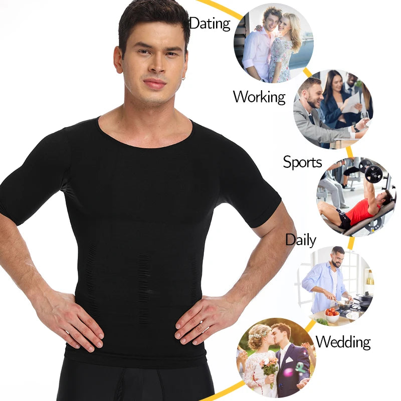 1/2 PCS Men Body Shaper T-Shirt Slimming Shapewear Corrective Posture Belly Control Compression Man Modeling Underwear Corset NovaCart