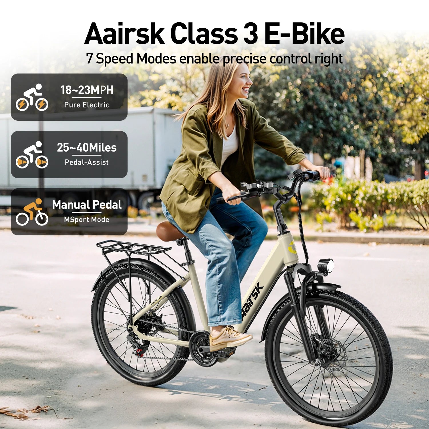 Aairsk 2025 ODM Model Electric City Bike for Adults Women High-Speed Pedal Assist 13Ah Lithium Rear Hub for Off-Road Riding NovaCart