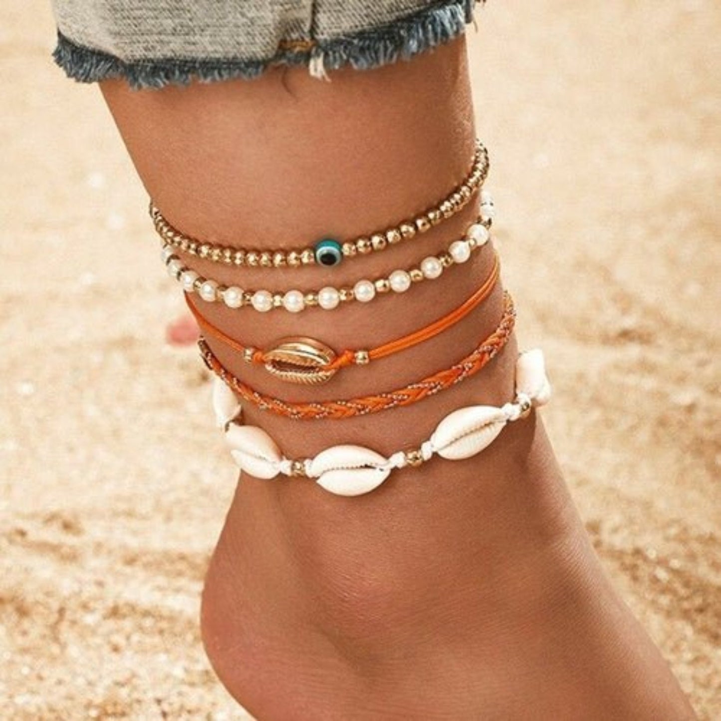 Golden Shore Anklet Ivory Embers