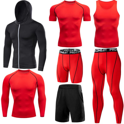 Compression 7 Pieces Sets High Quality Men Quick Dry  Polyester Sports Track Suit Training Sportswear Sports Suit NovaCart