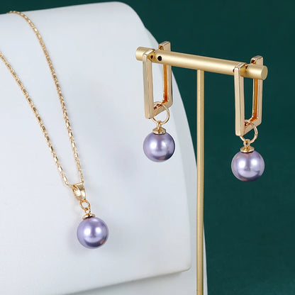 Fashion 18K Gold Plated Hawaiian Pearl Jewelry Wholesale Necklace Earrings Women's Set NovaCart