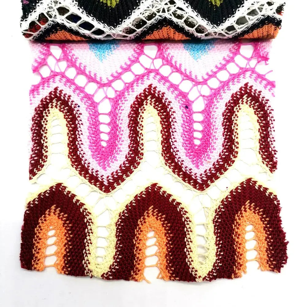Knitting Lace Fabrics Zig Zag Wave Striped Lace Crochet Mesh Fabric Diy Fashion Cloth 155CM/1078 NovaCart