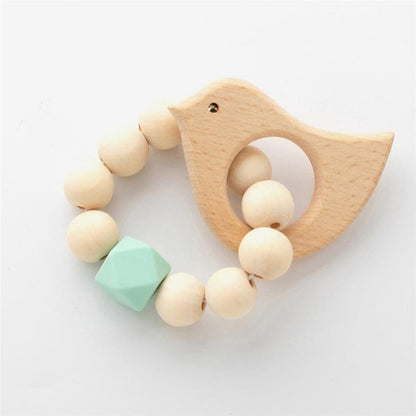 Modern Baby Silicone Wooden  Nursing Bracelets Wood Teether Silicone Beads Teething Wood Rattles Toys for Baby Stevvex