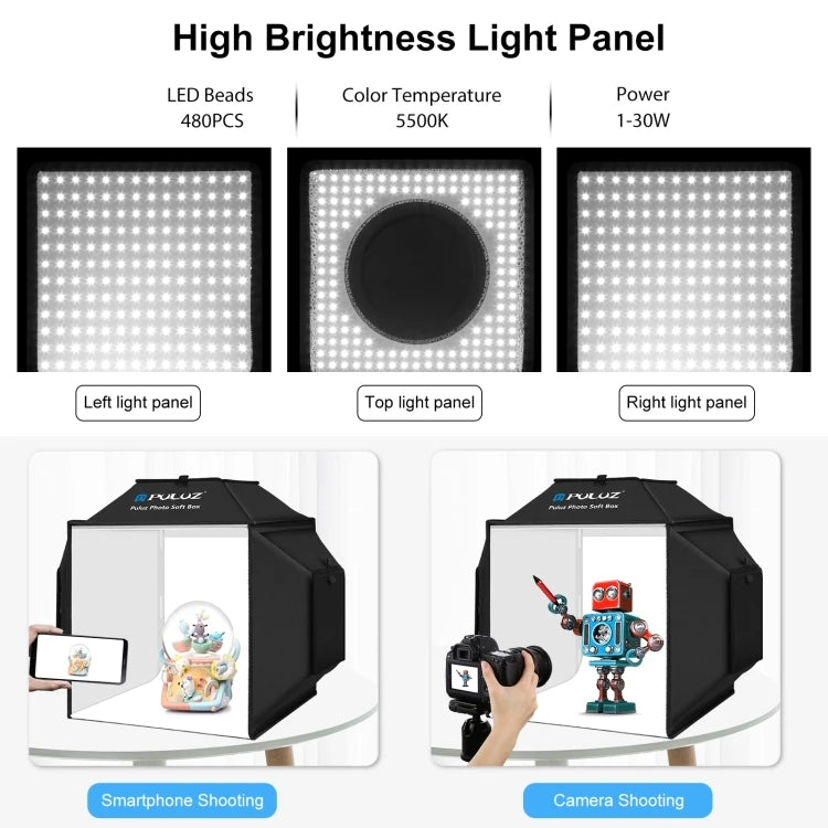 New Arrivals PULUZ 40cm Folding 72W 5500K Studio Shooting Tent Soft Box Photography Lighting Kit With 4 Colors Backdrops NovaCart