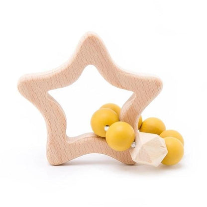 Wooden Teether Hedgehog Crochet Beads Wood Crafts Ring Engraved Bead Baby Teether Wooden Toys For Kids Rattle Stevvex