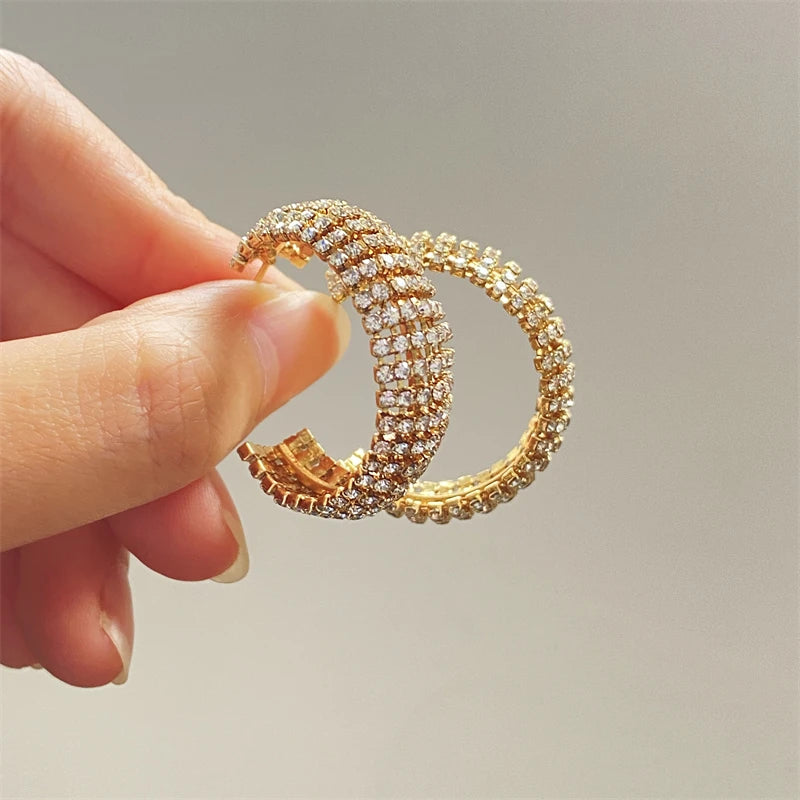 RAKOL ZPE350 Wholesale Sparkling Cubic Zirconia Elegant 18K Gold Plated Zircon Hoop Earrings  Party Women Jewelry Gifts NovaCart