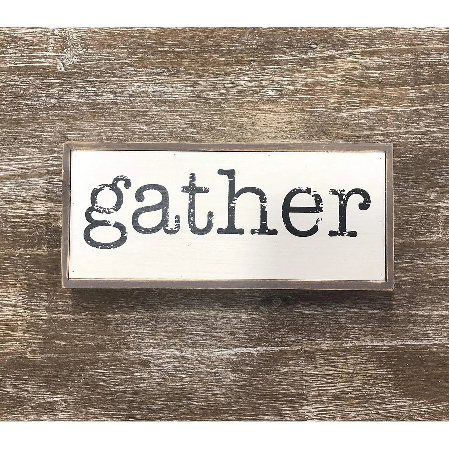 Parisloft Gather Rustic Wood Block Signs for Home Decor, Small Cute Farmhouse Solid Pine Wood Signs Decor NovaCart