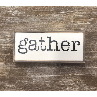 Parisloft Gather Rustic Wood Block Signs for Home Decor, Small Cute Farmhouse Solid Pine Wood Signs Decor NovaCart