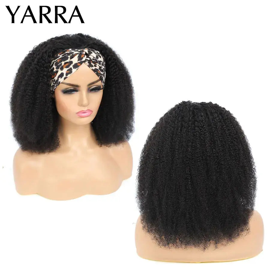 Afro Kinky Curly Headband Wig Human Hair Brazilian Curly Remy Afro Kinky Headband Wig For Black Women Machine Made No Glue Yarra NovaCart