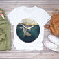 Dream Feather Print Summer Short Sleeve T-Shirts Top Graphic Plue Size