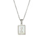 18K Golden Chain Necklaces Male Square Natural Shell Initial Letters Pendant Stainless Steel Jewelry