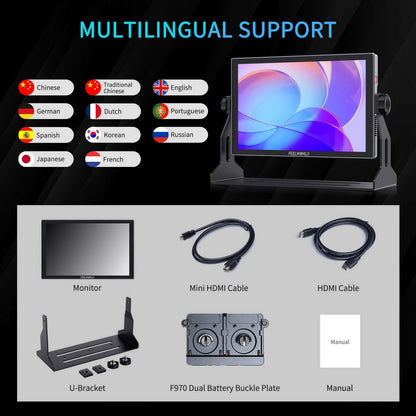 FEELWORLD S10 10.1 Inch 1200nit 12G-SDI HDMI 2.0 Camera Field Monitor, 4K HDR Touchscreen, OEM/ODM, Factory Direct, Bulk Order NovaCart