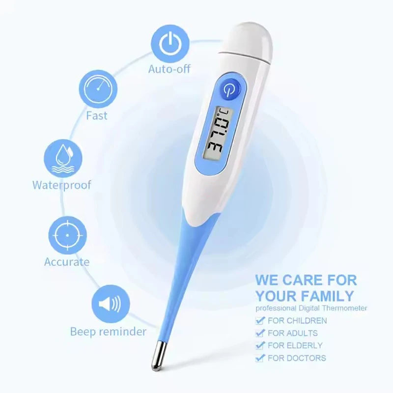 Flexible Tip Digital Thermometer Waterproof Plastic Baby Oral & Armpit Thermometer for Clinical Hospitals & Household Use NovaCart