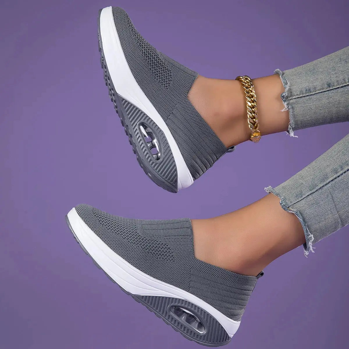 New Women's Low Top Sports Mesh Casual Running Shoes Solid Color Air Cushion Soft Bottom EVA Fashion Trend for Winter NovaCart