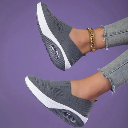 New Women's Low Top Sports Mesh Casual Running Shoes Solid Color Air Cushion Soft Bottom EVA Fashion Trend for Winter NovaCart