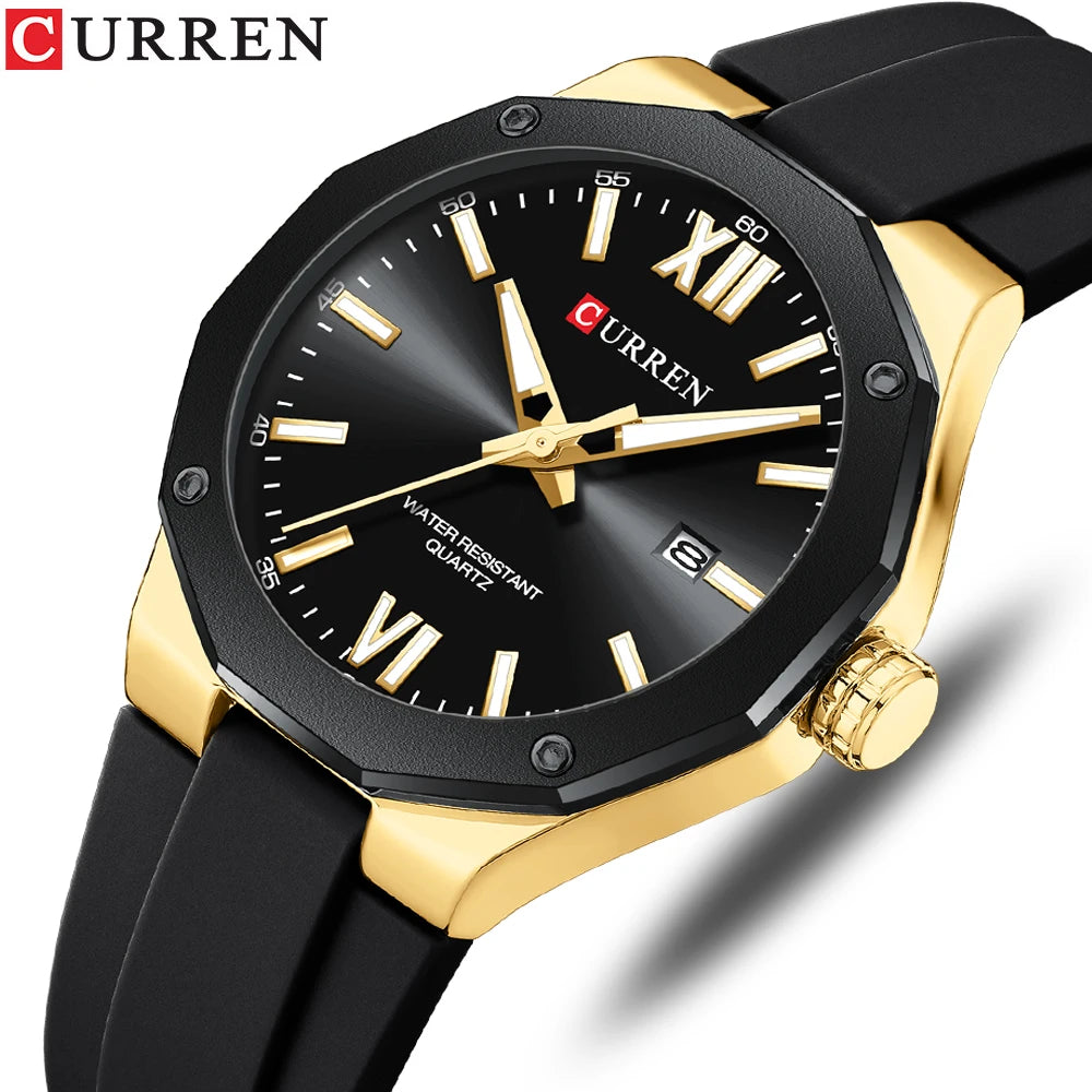 CURREN 8465 Brand Silicone Men Watches Big Dial Quartz Wristwatches Simple Watches Clock Reloj Hombre Male Casual Watch for Gift NovaCart