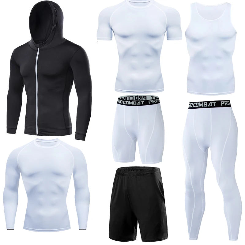 Compression 7 Pieces Sets High Quality Men Quick Dry  Polyester Sports Track Suit Training Sportswear Sports Suit NovaCart