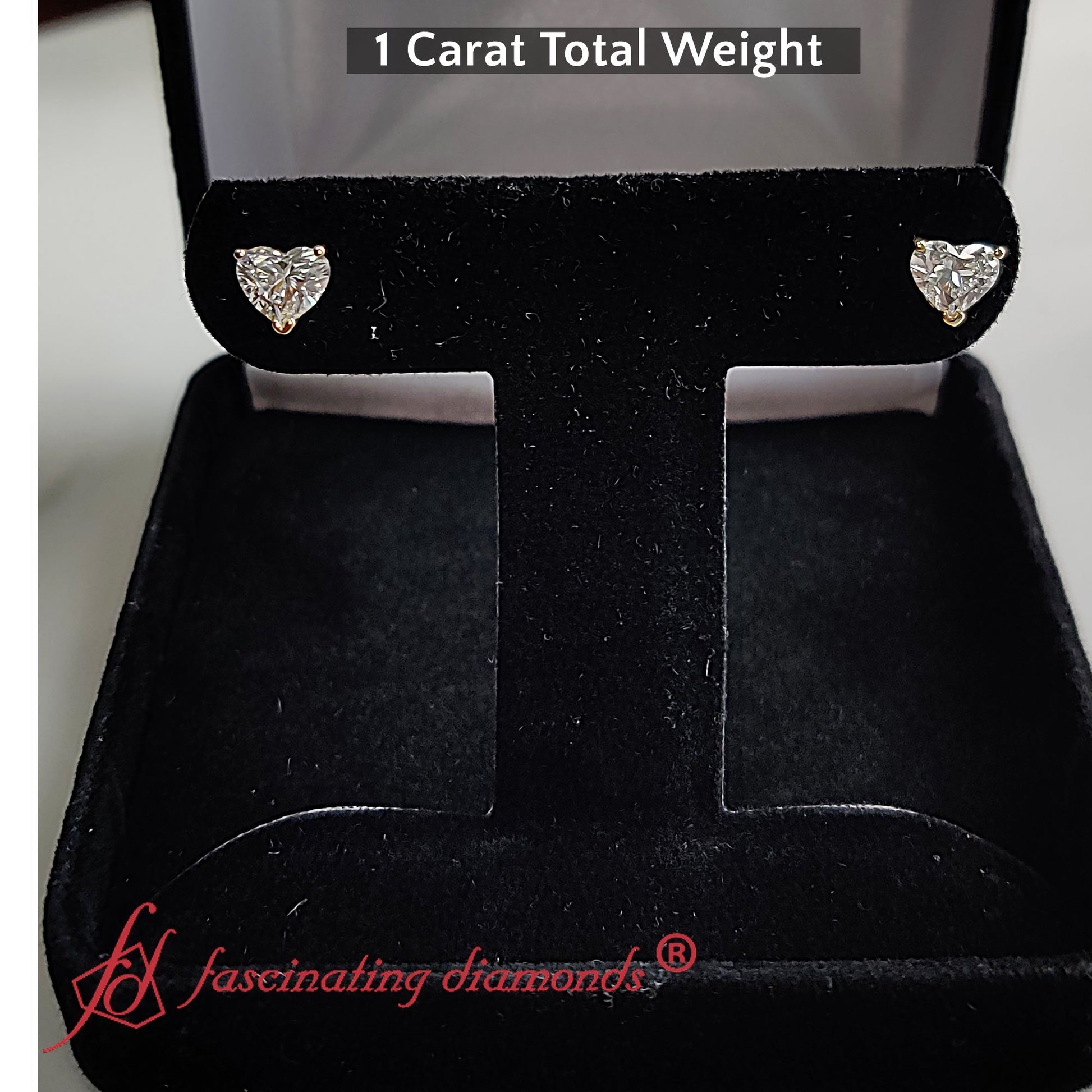 Heart Shaped 3 Prong Basket Stud Earring Fascinating Diamonds