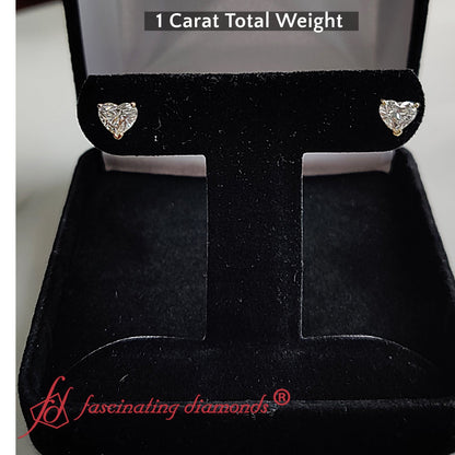 Heart Shaped 3 Prong Basket Stud Earring Fascinating Diamonds