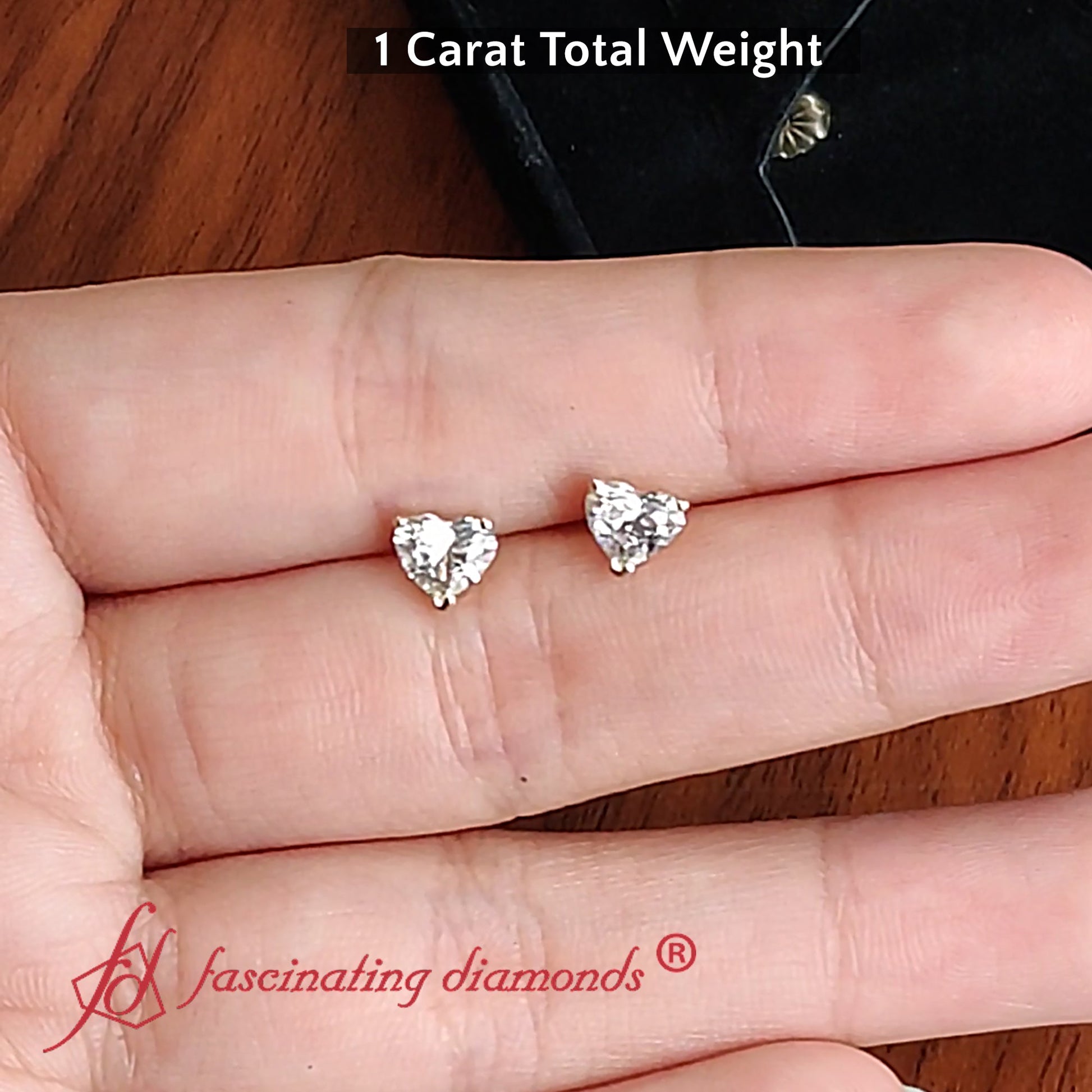 Heart Shaped 3 Prong Basket Stud Earring Fascinating Diamonds