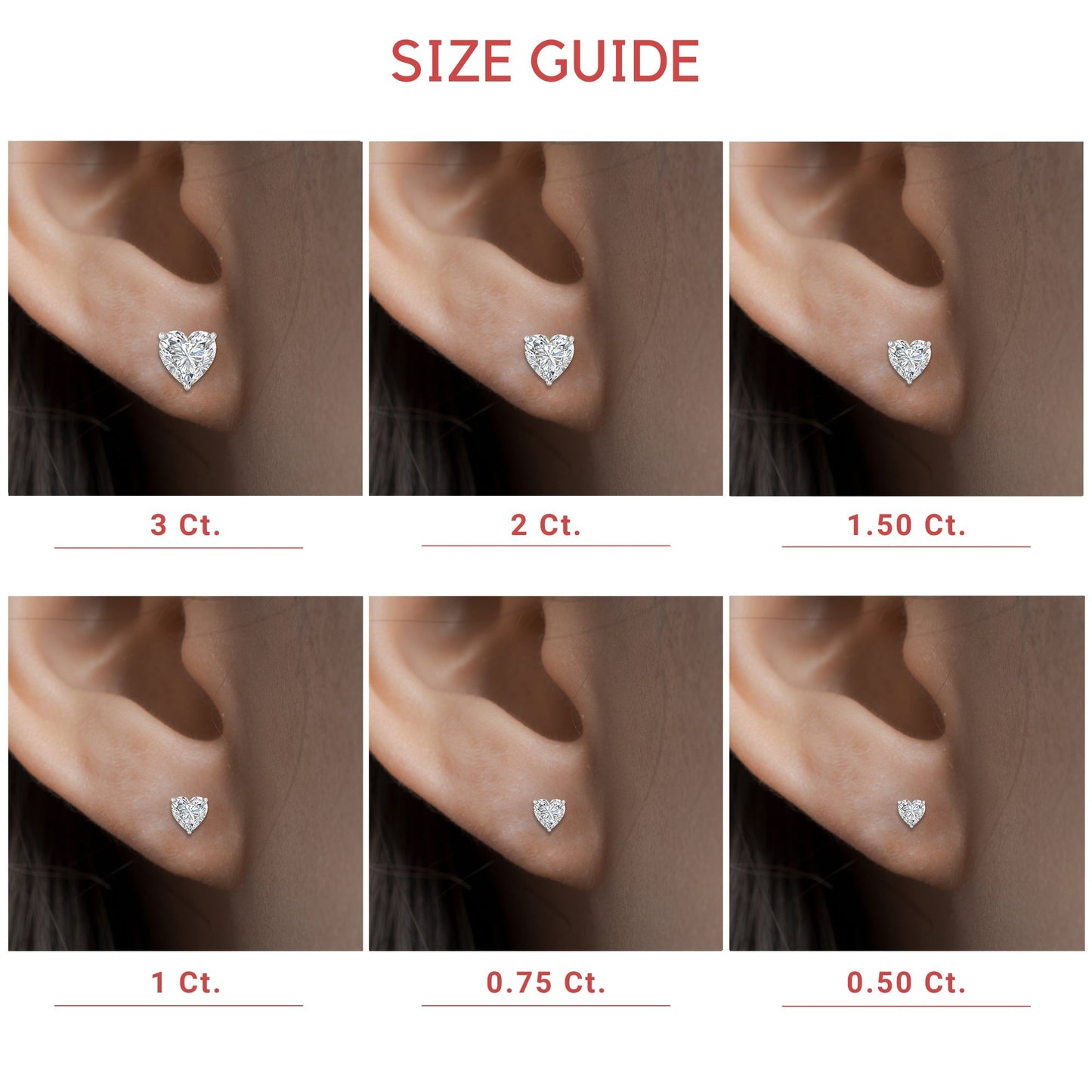 Heart Shaped 3 Prong Basket Stud Earring Fascinating Diamonds