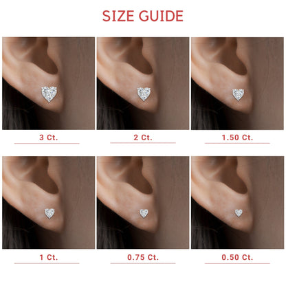 Heart Shaped 3 Prong Basket Stud Earring Fascinating Diamonds