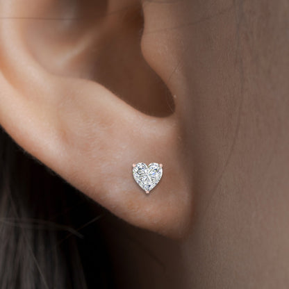 Heart Shaped 3 Prong Basket Stud Earring Fascinating Diamonds