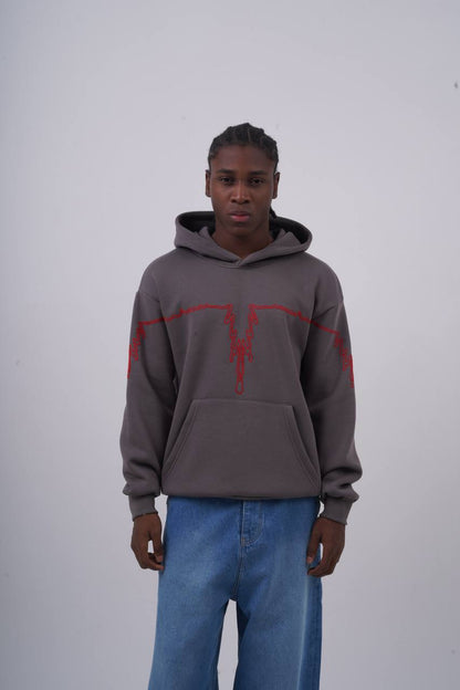 "Heartbeat" Embroidered Graphic Hoodie Withinblack