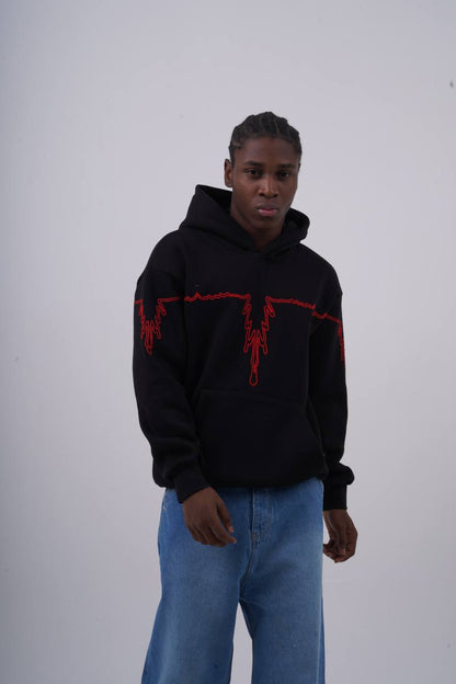 "Heartbeat" Embroidered Graphic Hoodie Withinblack