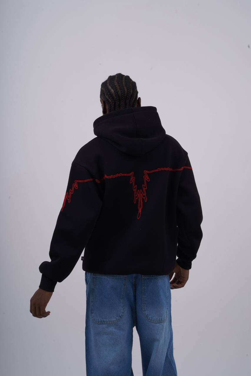 "Heartbeat" Embroidered Graphic Hoodie Withinblack