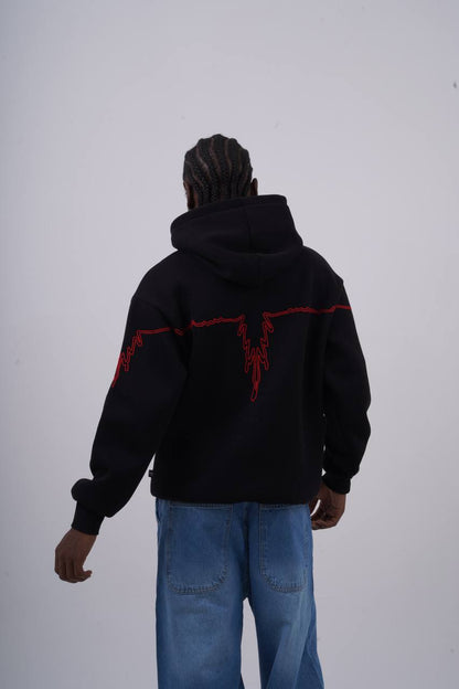 "Heartbeat" Embroidered Graphic Hoodie Withinblack