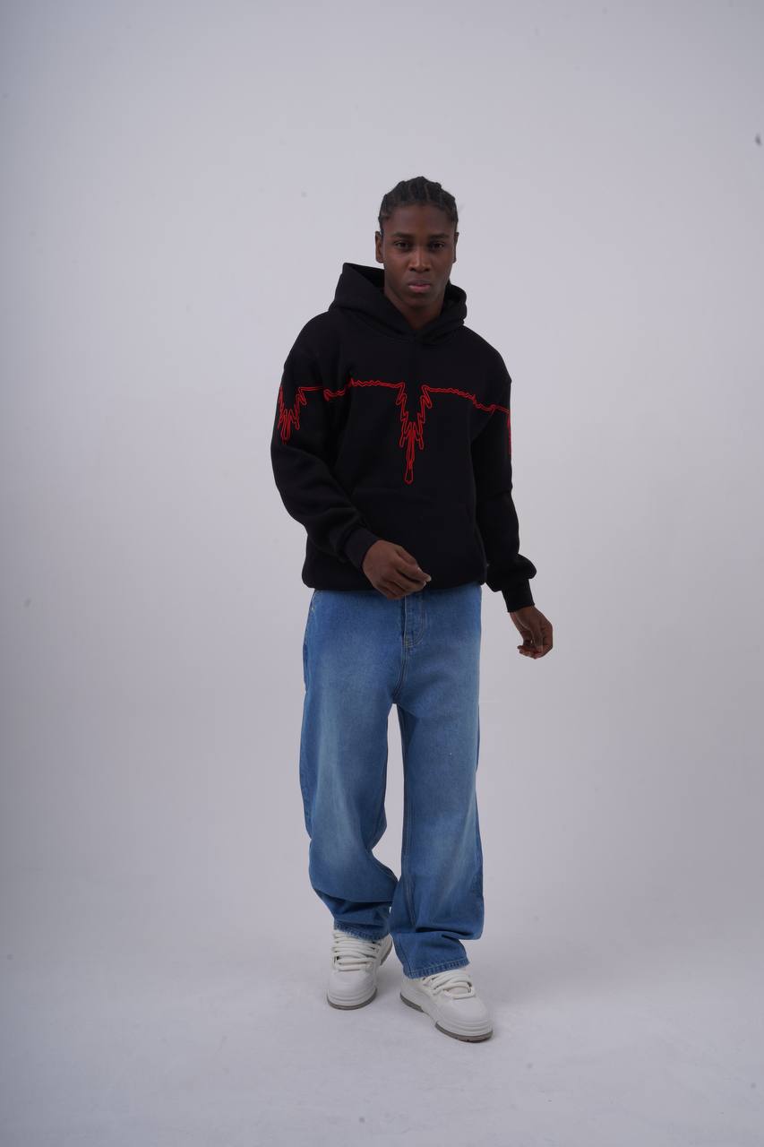 "Heartbeat" Embroidered Graphic Hoodie Withinblack
