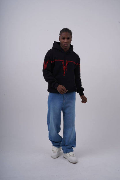 "Heartbeat" Embroidered Graphic Hoodie Withinblack