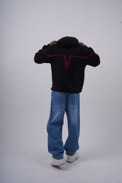 "Heartbeat" Embroidered Graphic Hoodie Withinblack