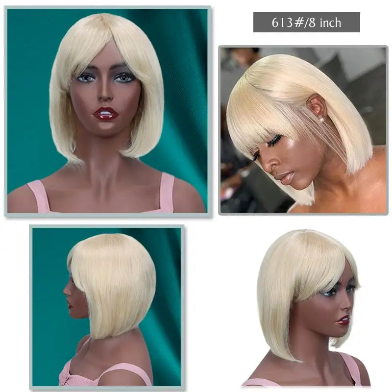 Wholesale Straight Bob Wig Brazilian Remy Hair Human Hair Wigs for Women Ombre Color Full Machine Made Wig With Bang NovaCart