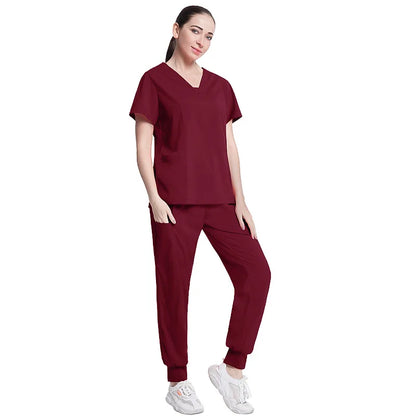 Fashionable Hospital Custom Nurse Uniform Embroidery Logo Colors Short Scrubs Jogger Straight Nurse Uniform Pants Sets NovaCart