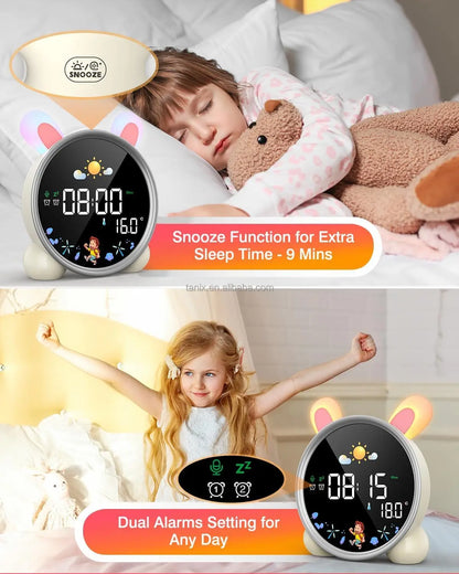 Wholesale Modern Plastic Digital LED Desk Clocks with Night Light Sleep Trainer Calendars 7-color Lights for Kids NovaCart