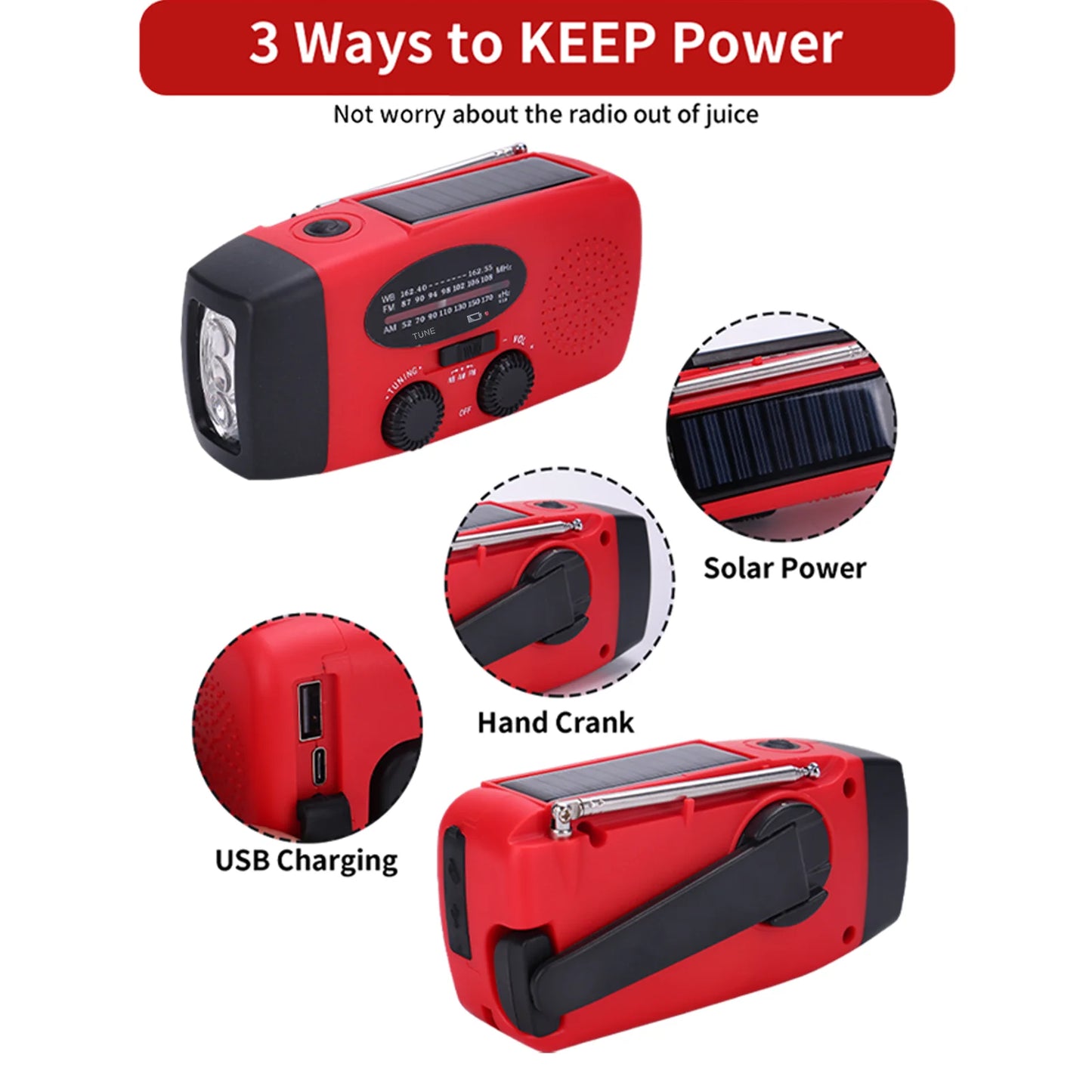 Emergency Solar Hand Crank AM/FM NOAA Radio/Flashlight/Cell Phone Charger/300-1000amh Battery/original Designer & Manufacturer NovaCart