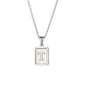 18K Golden Chain Necklaces Male Square Natural Shell Initial Letters Pendant Stainless Steel Jewelry