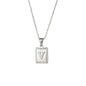 18K Golden Chain Necklaces Male Square Natural Shell Initial Letters Pendant Stainless Steel Jewelry