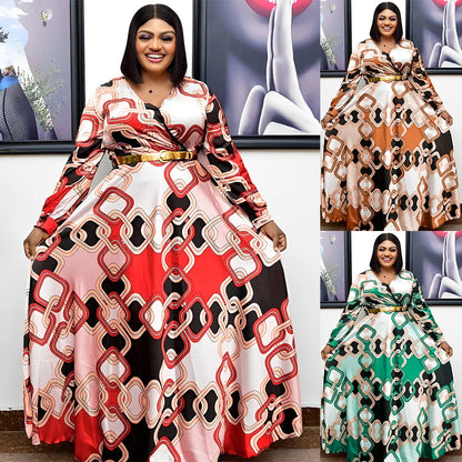 Liu Ming African Fashion Design 2024 Women Clothing Elegant Plus Size Printed Party Evening Long Maxi Dress NovaCart