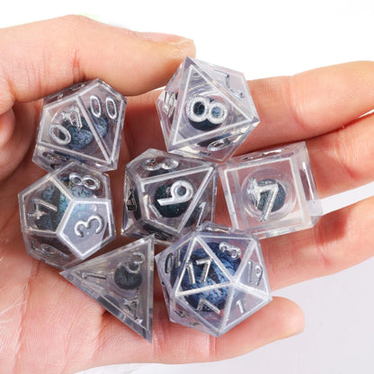 MINI PLANET DND Dice Set Purple Dragon Eye Liquid Core Dice RPG Dungeons&Dragons Wholesale Custom Handmade Polyhedral Resin Dice NovaCart